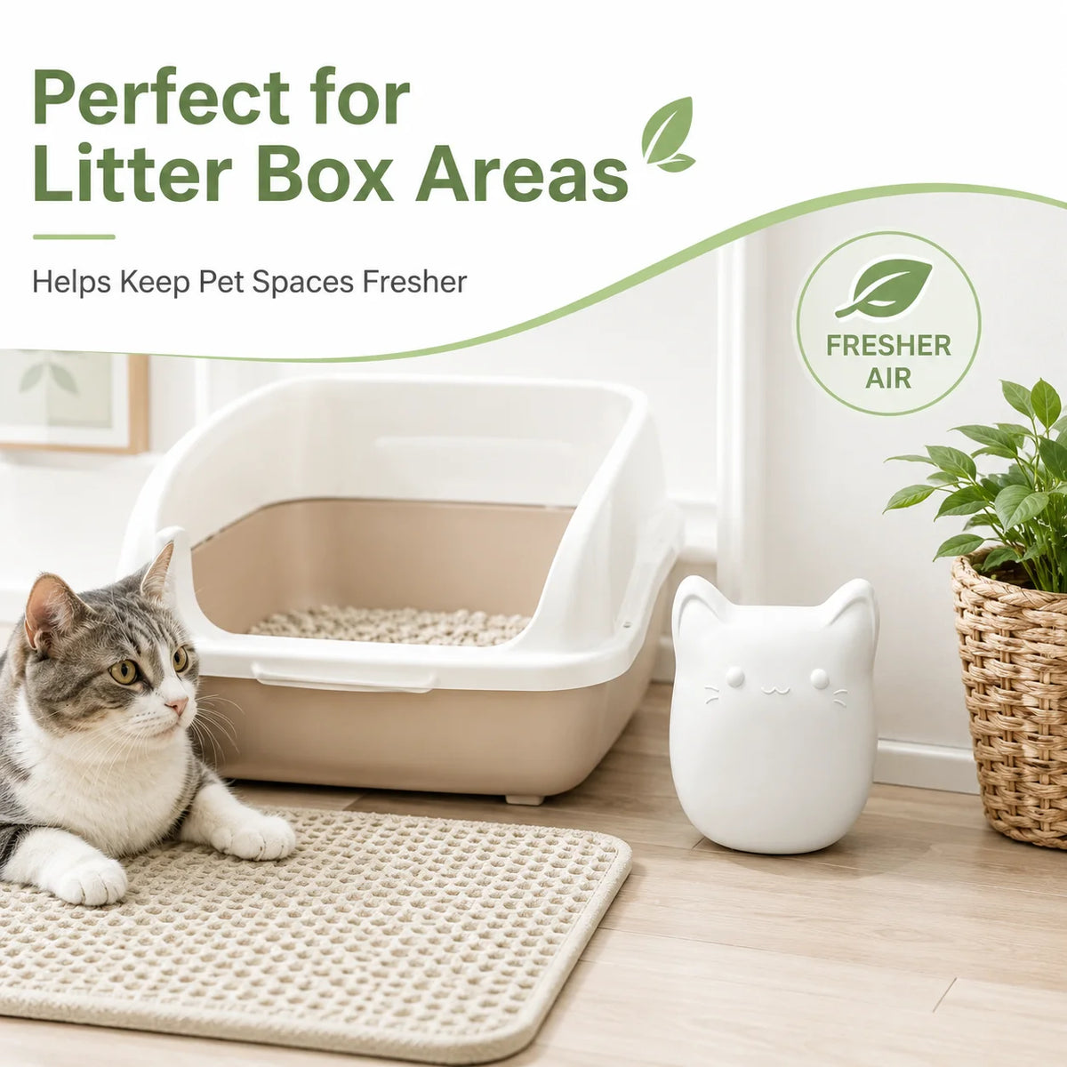 Rechargeable Cat Litter Box Air Purifier With Quiet Pet Deodorizer