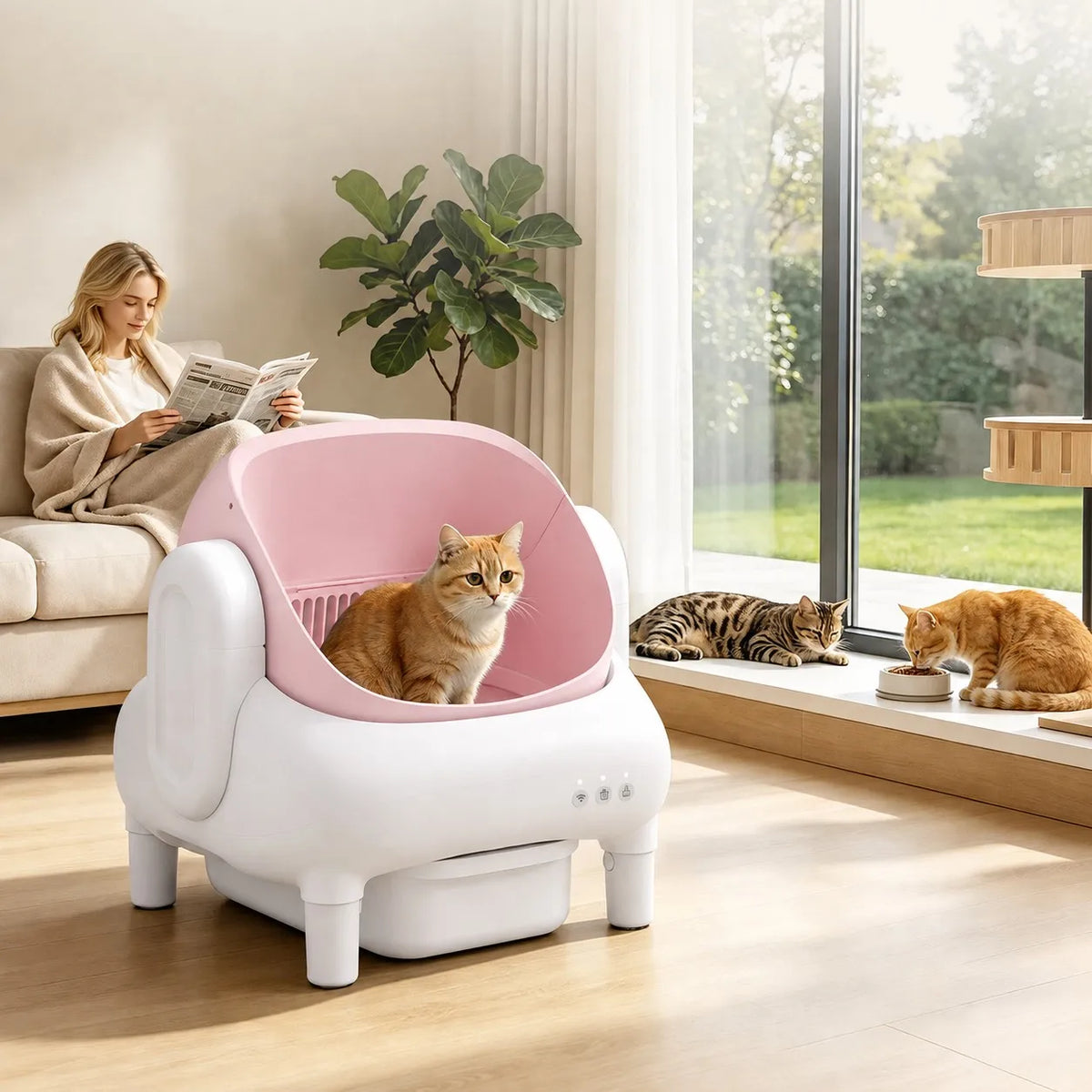 Automatic Smart Self Cleaning Cat Litter Box Wifi Remote Control