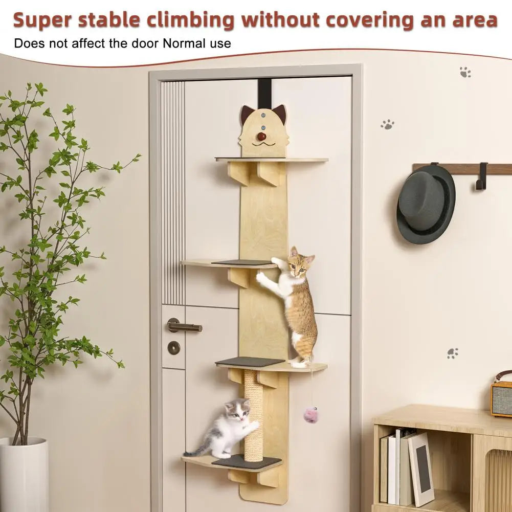 Over Door Cat Tree With Scratching Post And Climbing Shelves
