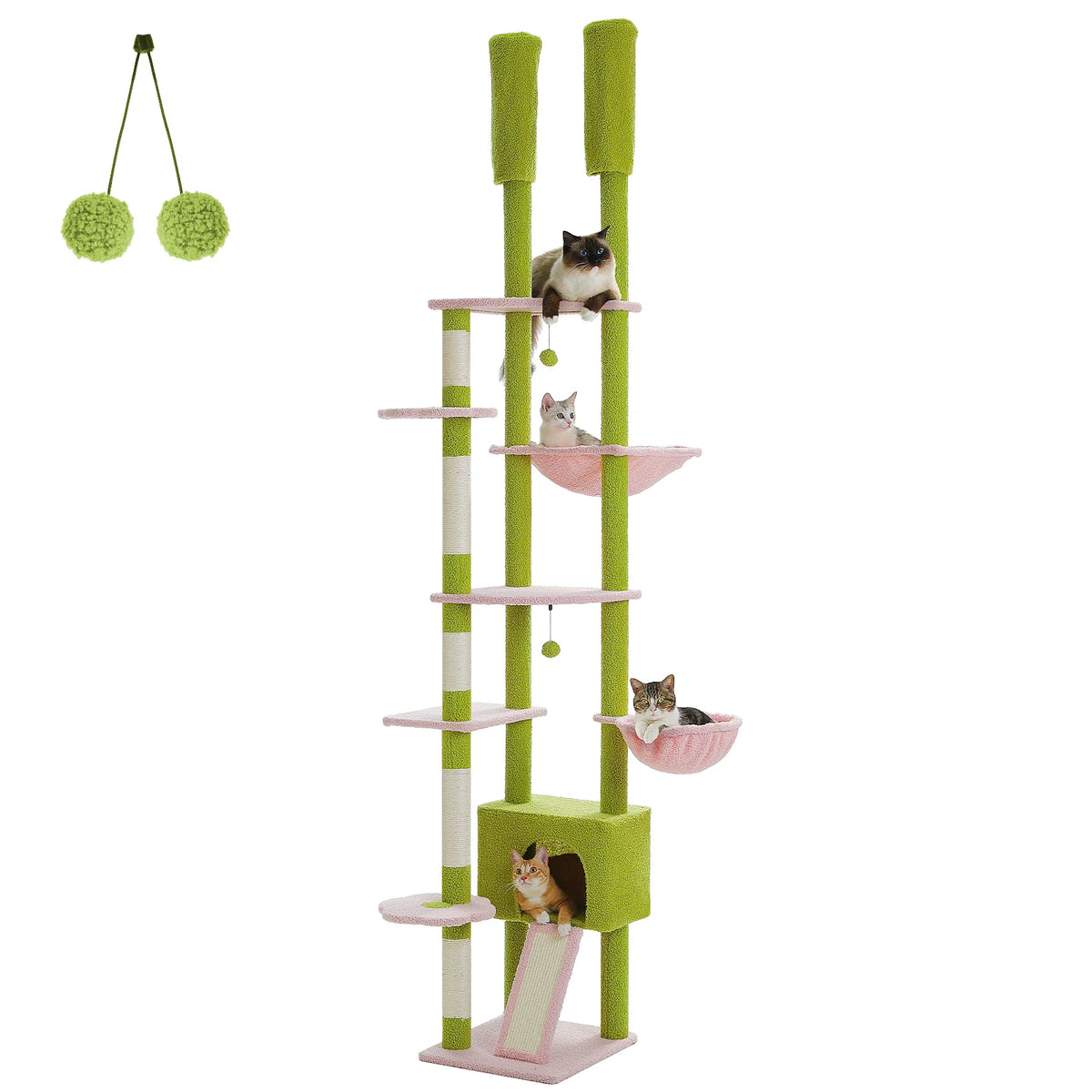 PETEPELA Cactus Cat Tree Floor To Ceiling Adjustable Tower by Annie N Poe Cattastic Supplies