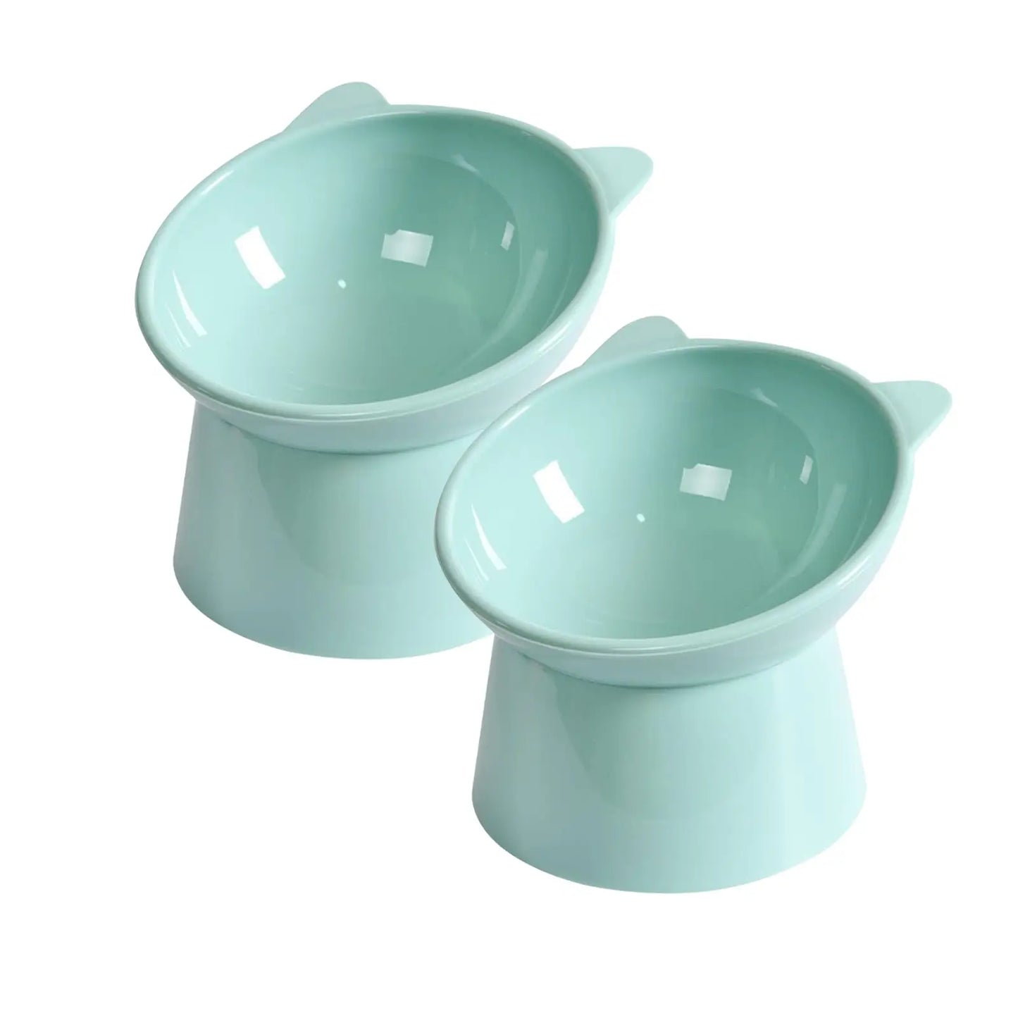 Tilted Cat Food Bowl - Whisker Friendly, Anti Vomiting, Slanted, Cat Bowl, Blue