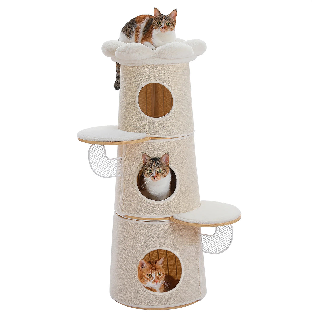 PAWZ Road Modern Cat Tree With Condos And Flower Perch