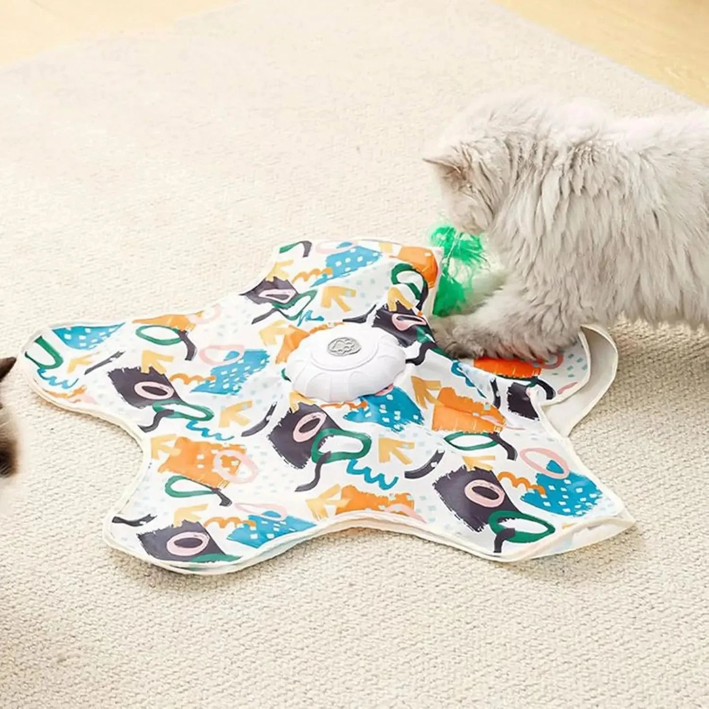 Automatic Interactive Cat Toy Hide And Seek Moving Feather Smart Sensor Durable Kitten Play Toy With Chirps For Bored Cats