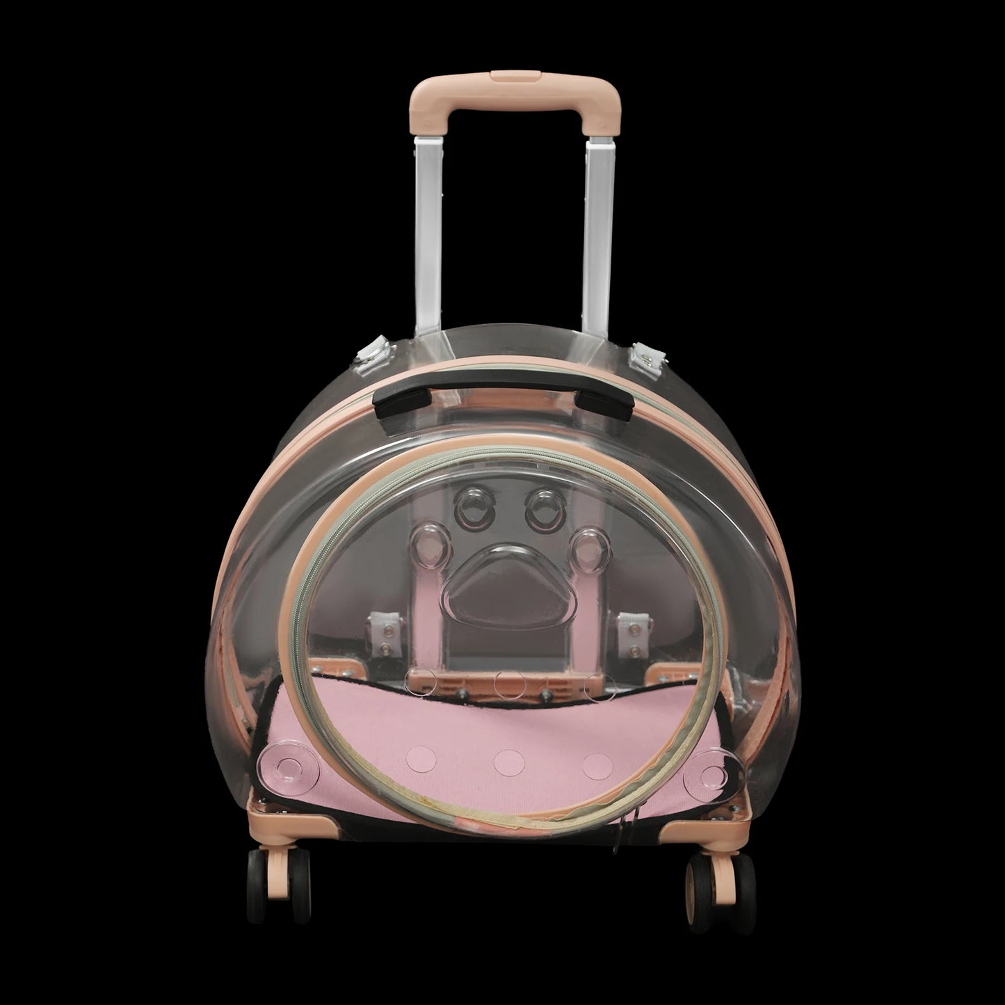 Breathable Cat Carrier With Wheels And Telescopic Handle
