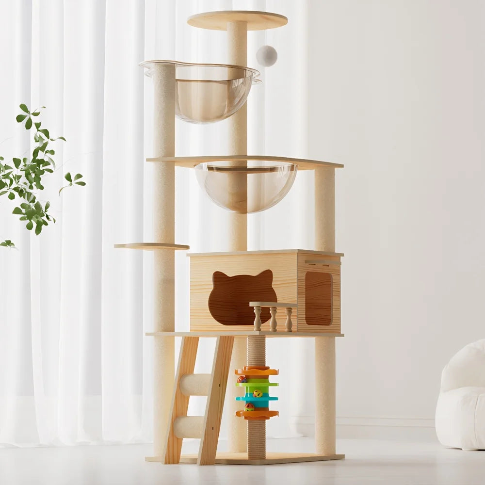 Modern Three Tier Cat Tower With Sisal Posts And Hammock
