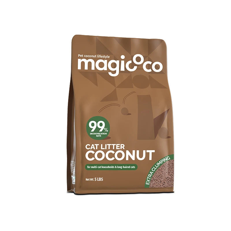 Coconut Cat Litter 10LBS 99% Deodorized Odor Control Low Tracking & Flushable Strong Clumbing Cat Litter Cat Sand