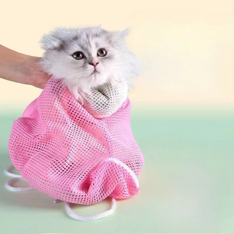 Mesh Cat Grooming Bath Bag Kitten Washing Bag for Pet Cutting Fingernails Anti Scratch Bite Restraint Cat Accessories
