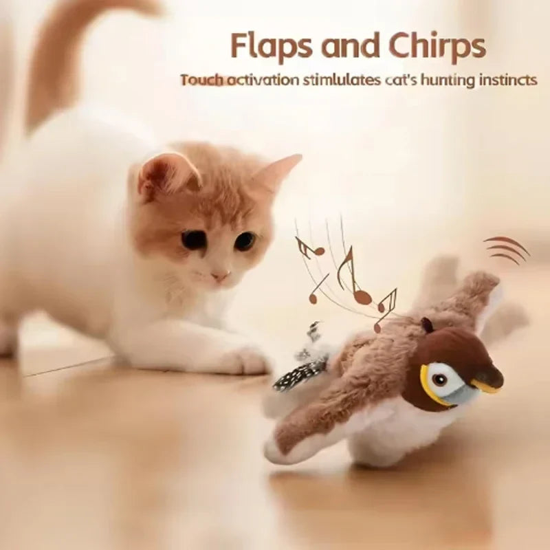 Hot Simulated Bird Cat Toy Interactive Toys Dog Rechargeable Chirping Flapping Bird(no Flying) Touch Activated Plush Toy Pet by Annie N Poe Cattastic Supplies