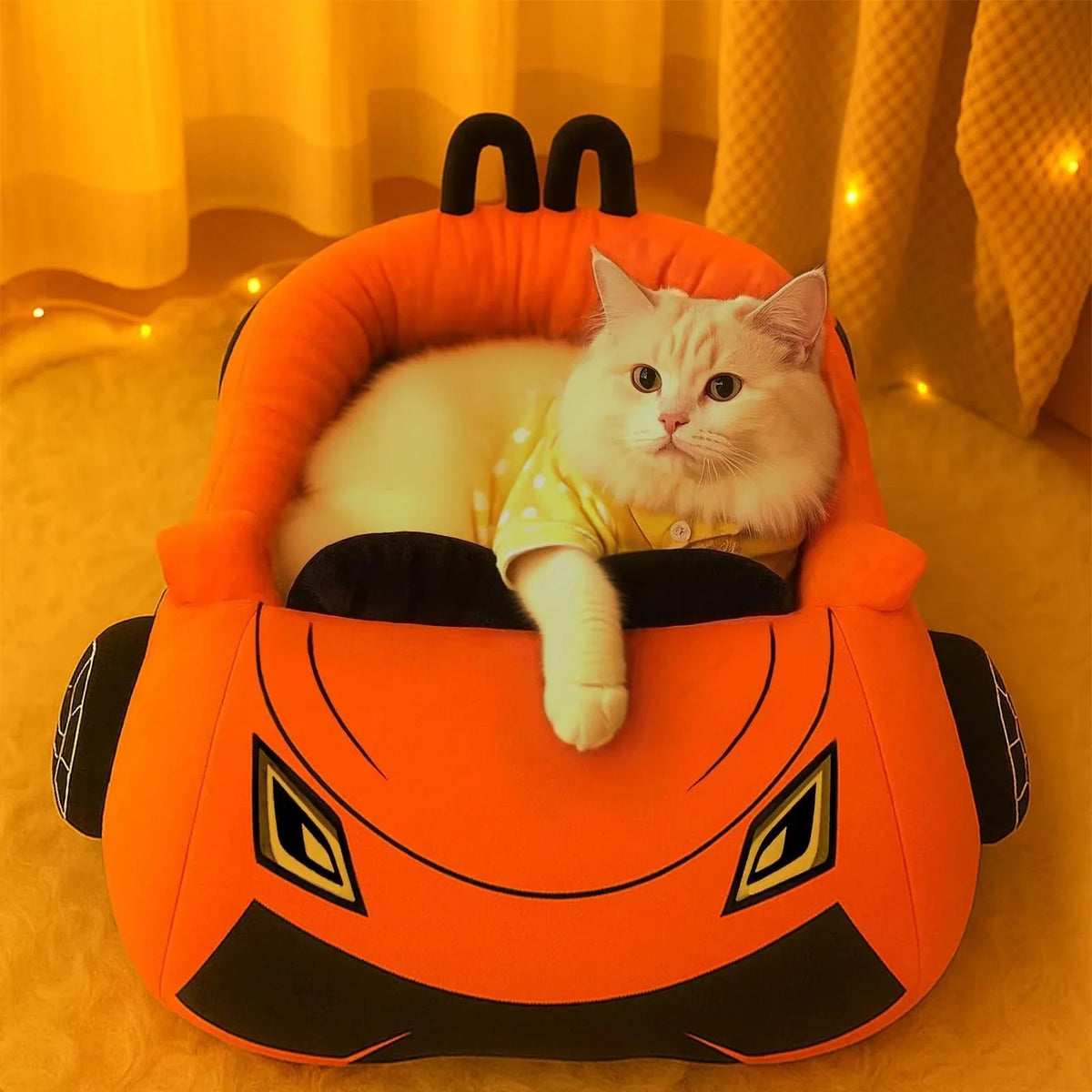 Cute Cat Beds Kitten Bed Soft and Cozy Small Dog Beds with Pillow Washable Pet Mat for Puppy and Kitty Funny Supercar Cat Toys by Annie N Poe Cattastic Supplies
