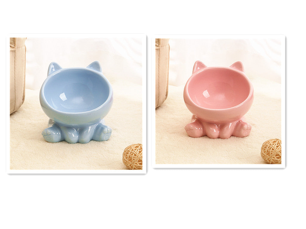 Ceramic Neck Guard Oblique Mouth Cat And Dog Food Bowl