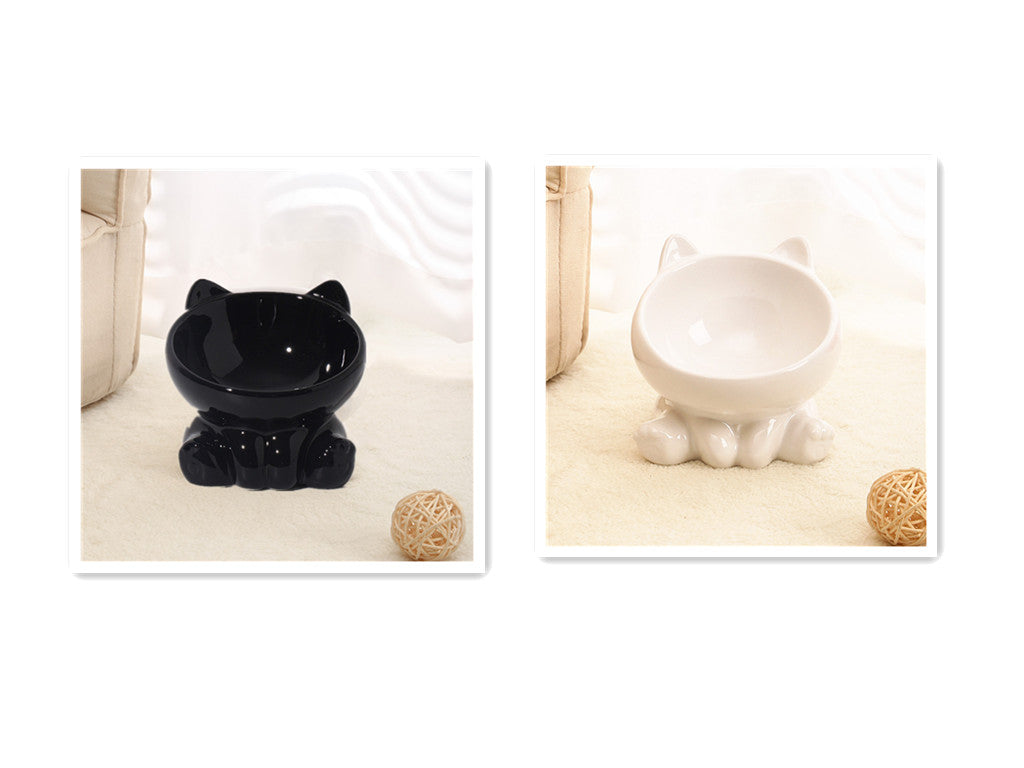 Ceramic Neck Guard Oblique Mouth Cat And Dog Food Bowl