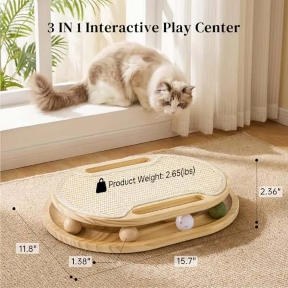 Natural Sisal Cat Scratcher Pad With Rolling Ball Track