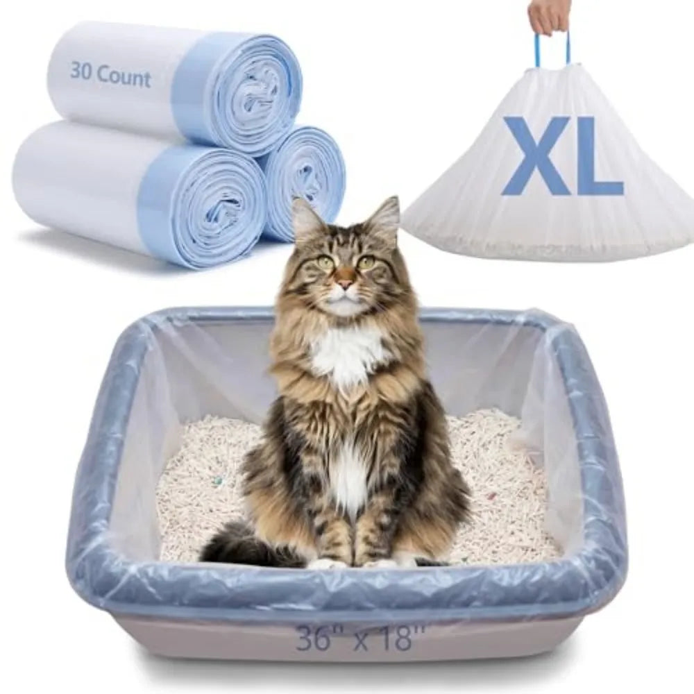 Heavy Duty Cat Litter Box Liners With Odor Barrier Drawstring