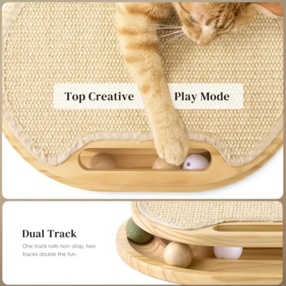 Natural Sisal Cat Scratcher Pad With Rolling Ball Track