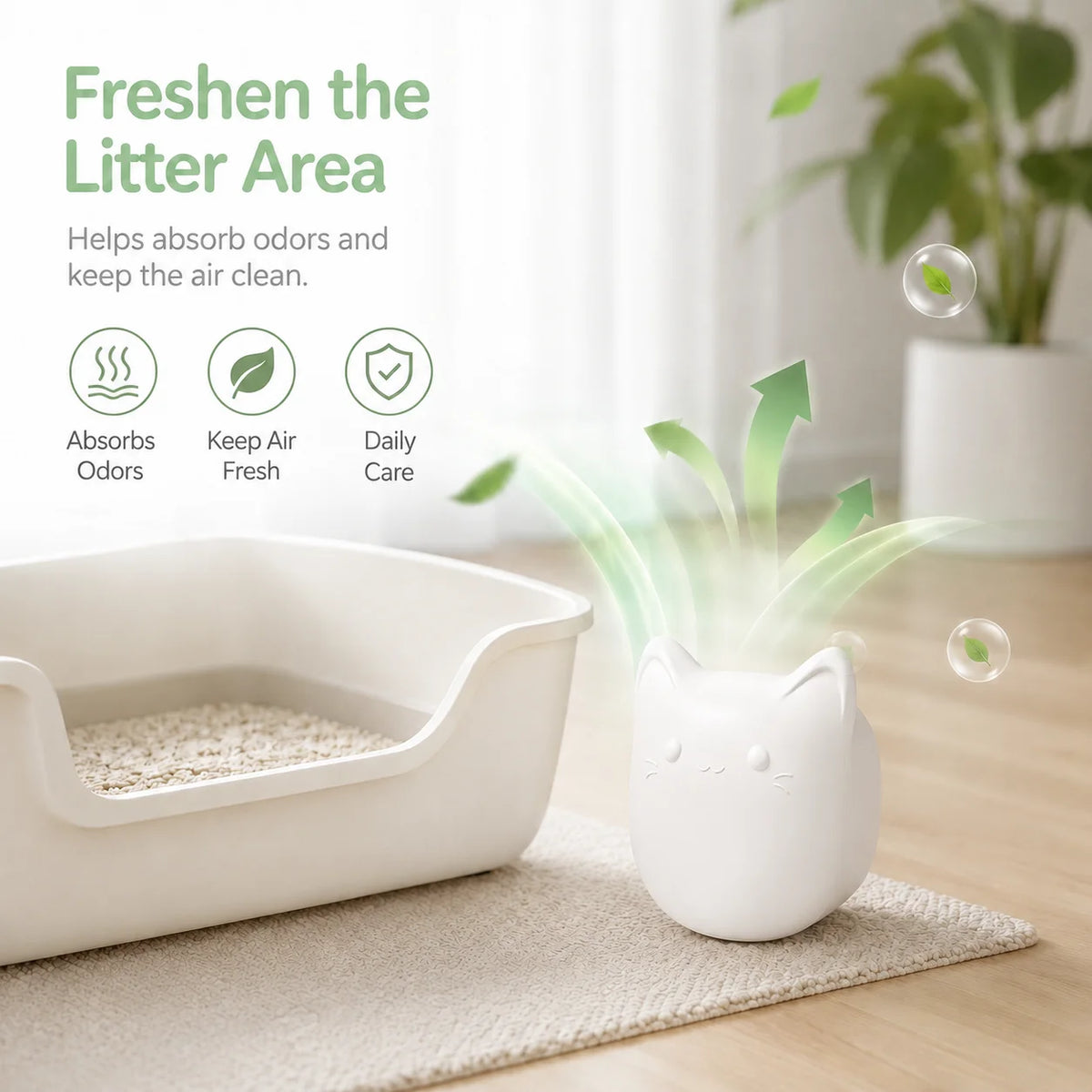 Rechargeable Cat Litter Box Air Purifier With Quiet Pet Deodorizer