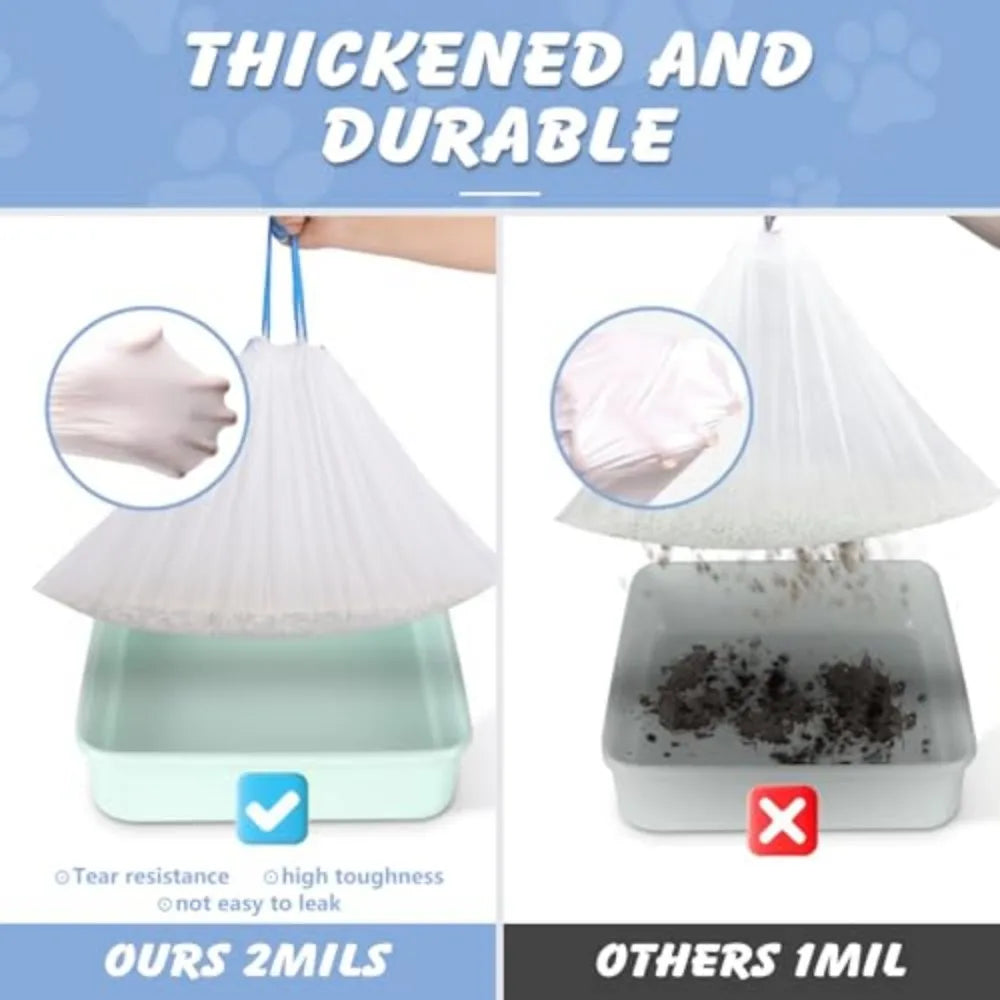 Heavy Duty Cat Litter Box Liners With Odor Barrier Drawstring