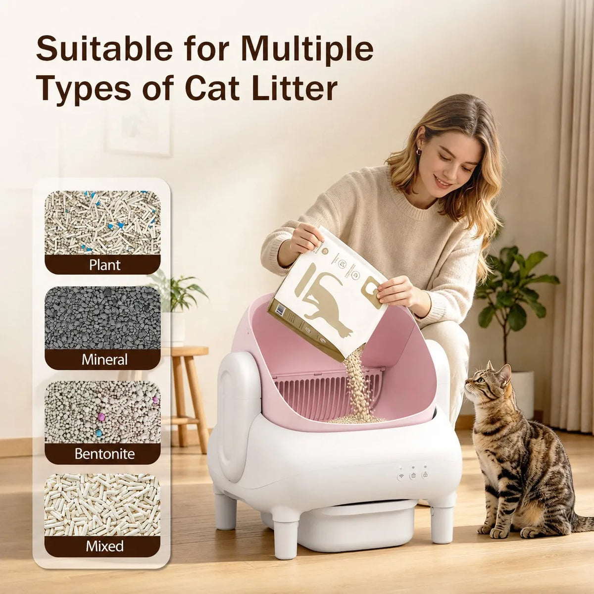 Automatic Smart Self Cleaning Cat Litter Box Wifi Remote Control