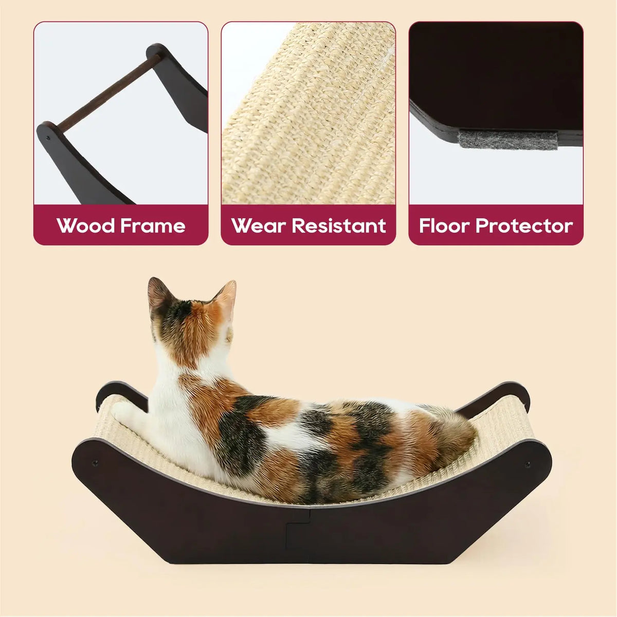Cat Scratcher And Lounging Bed With Natural Sisal Mat