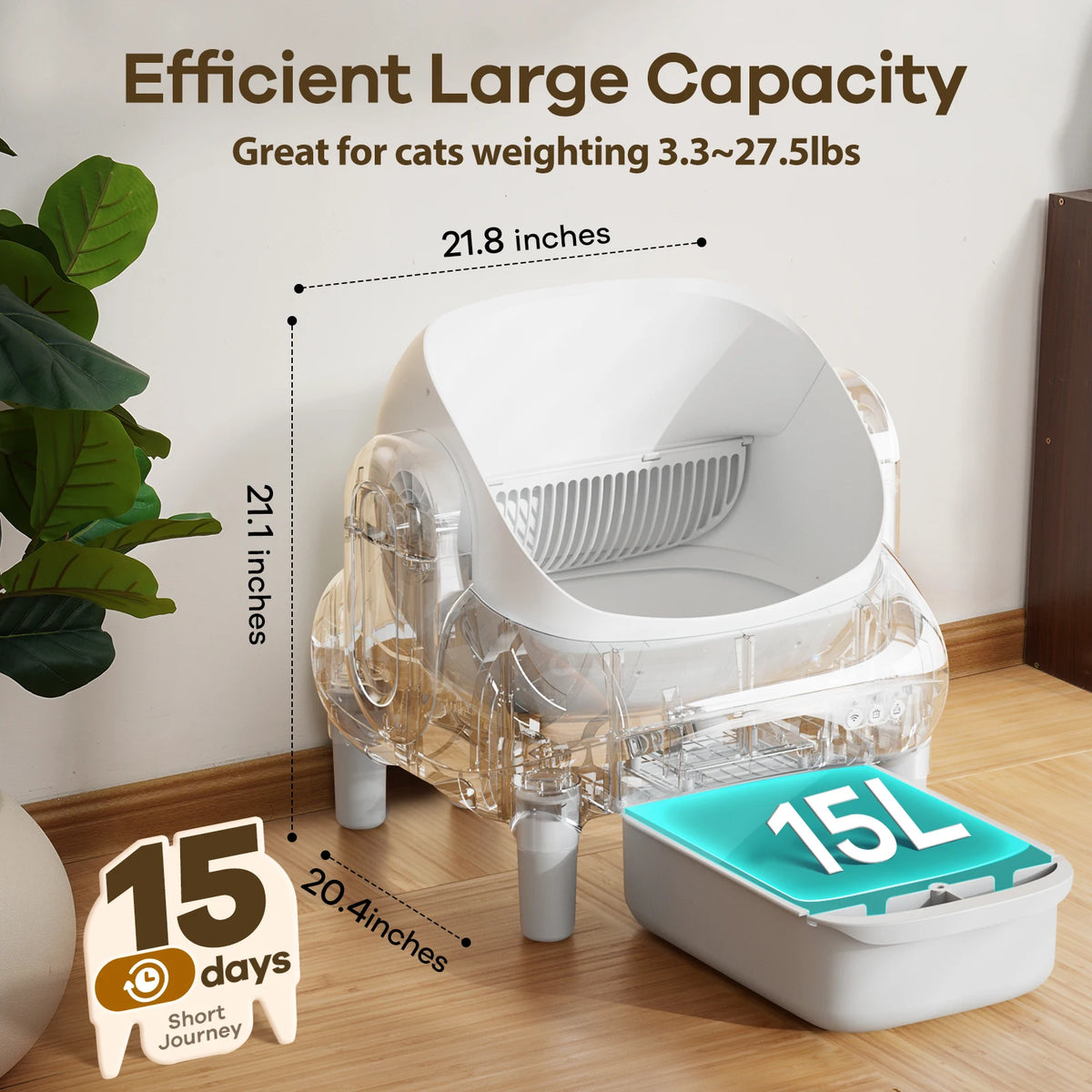 Smart Automatic Self Cleaning Cat Litter Box With App Control