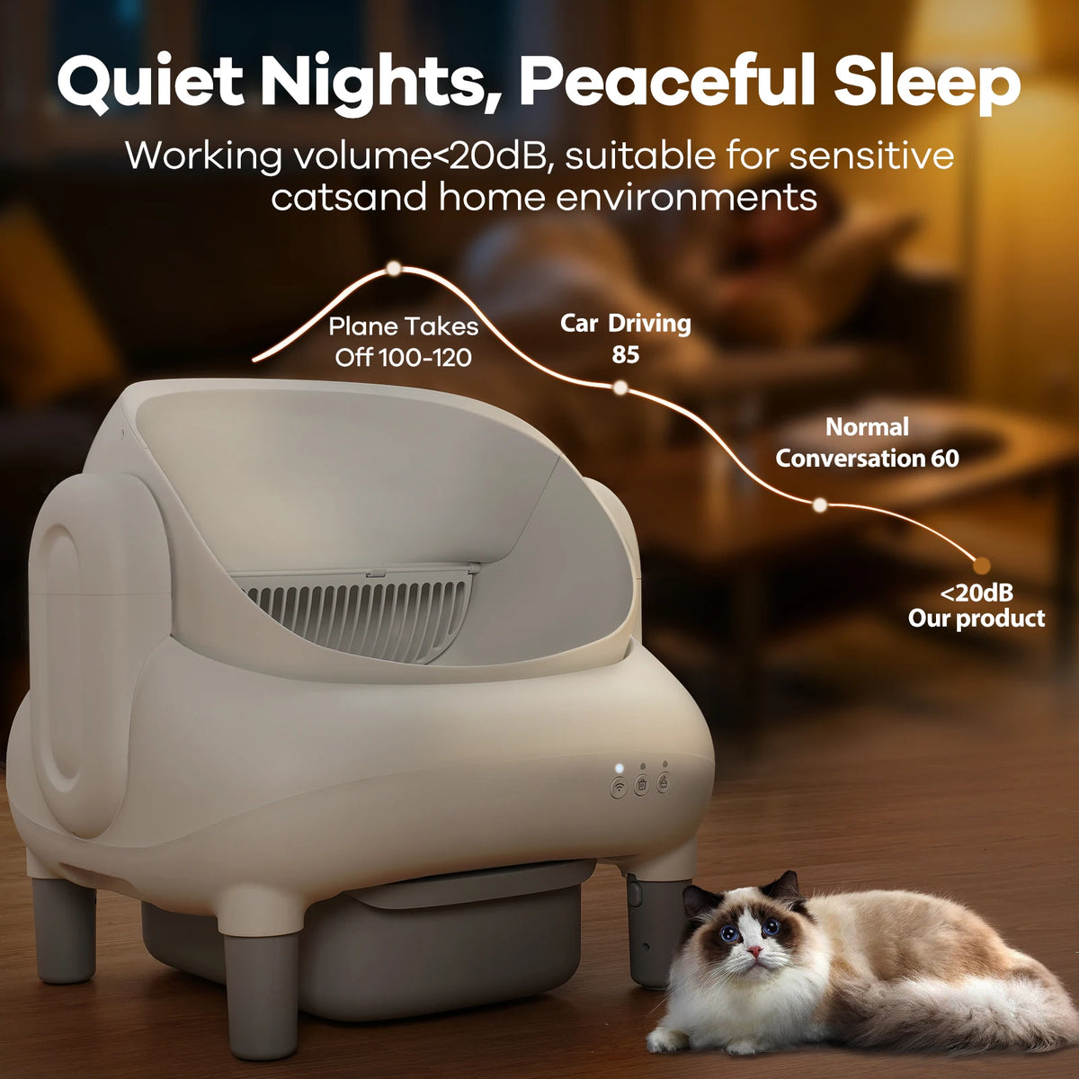 Smart Automatic Self Cleaning Cat Litter Box With App Control