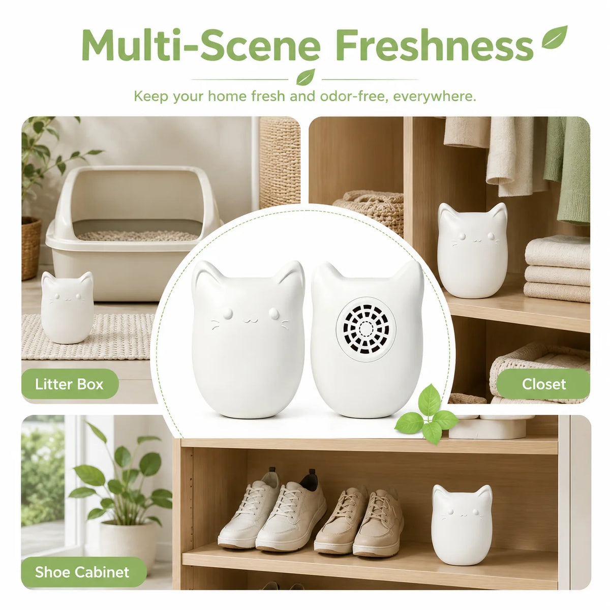 Rechargeable Cat Litter Box Air Purifier With Quiet Pet Deodorizer