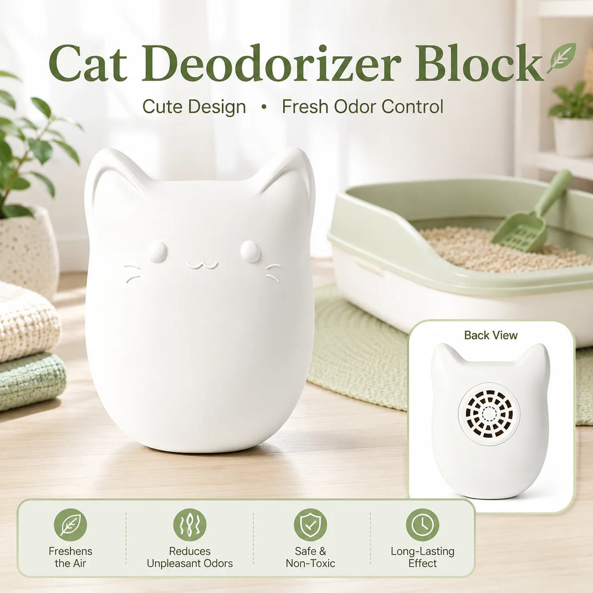 Rechargeable Cat Litter Box Air Purifier With Quiet Pet Deodorizer
