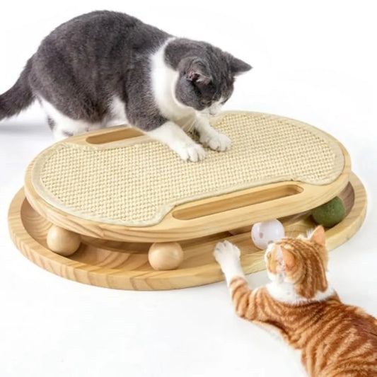 Natural Sisal Cat Scratcher Pad With Rolling Ball Track