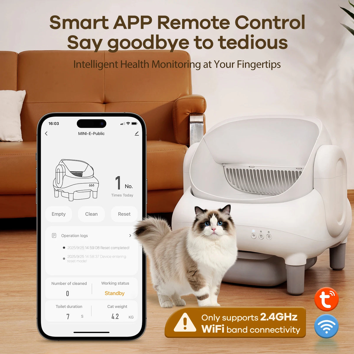 Smart Automatic Self Cleaning Cat Litter Box With App Control