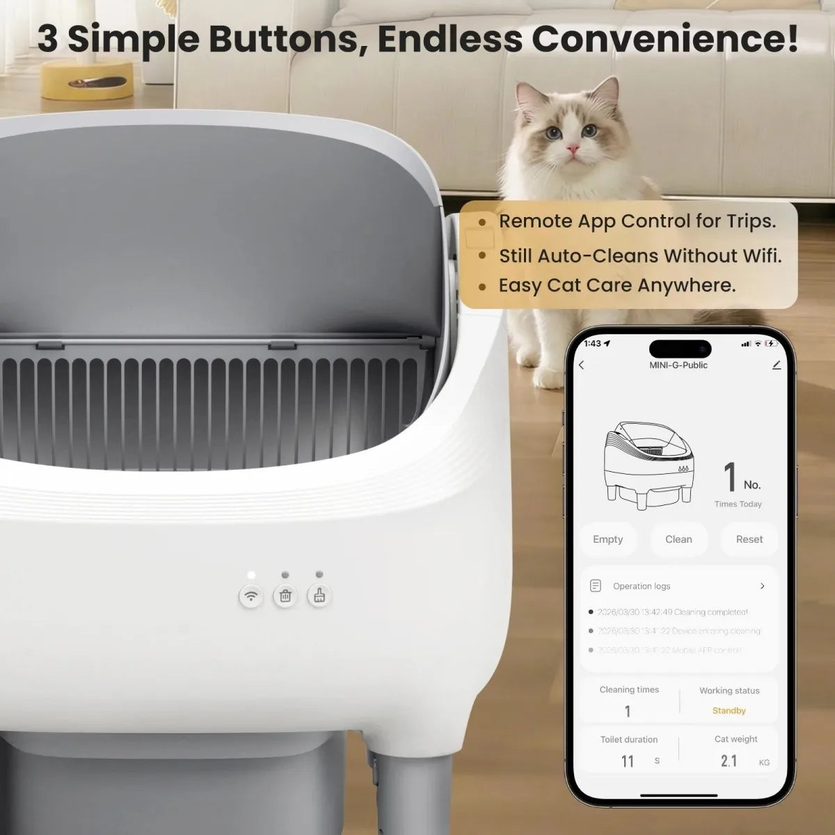 Automatic Self-Cleaning Cat Litter Box With WiFi App Control
