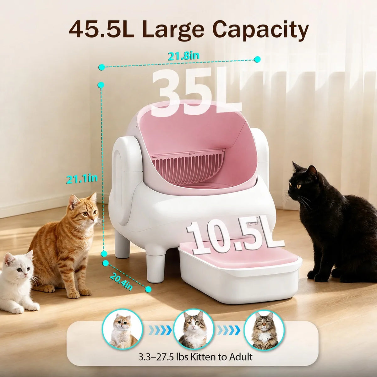 Automatic Smart Self Cleaning Cat Litter Box Wifi Remote Control