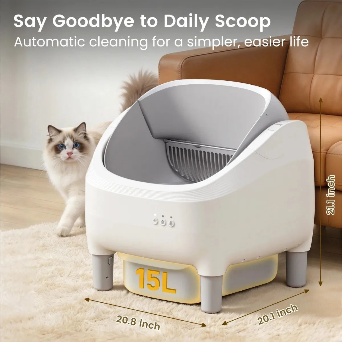 Automatic Self-Cleaning Cat Litter Box With WiFi App Control