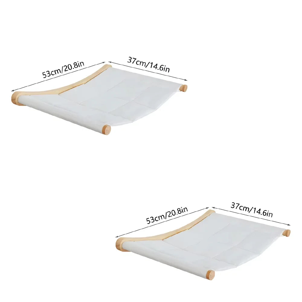 Wall Mounted Cat Hammock Set Multi Functional Climbing Shelves Perches Sisal Scratching Wooden Steps Ladder Large Cat Furniture Kit for Indoor Cats Sleeping Playing