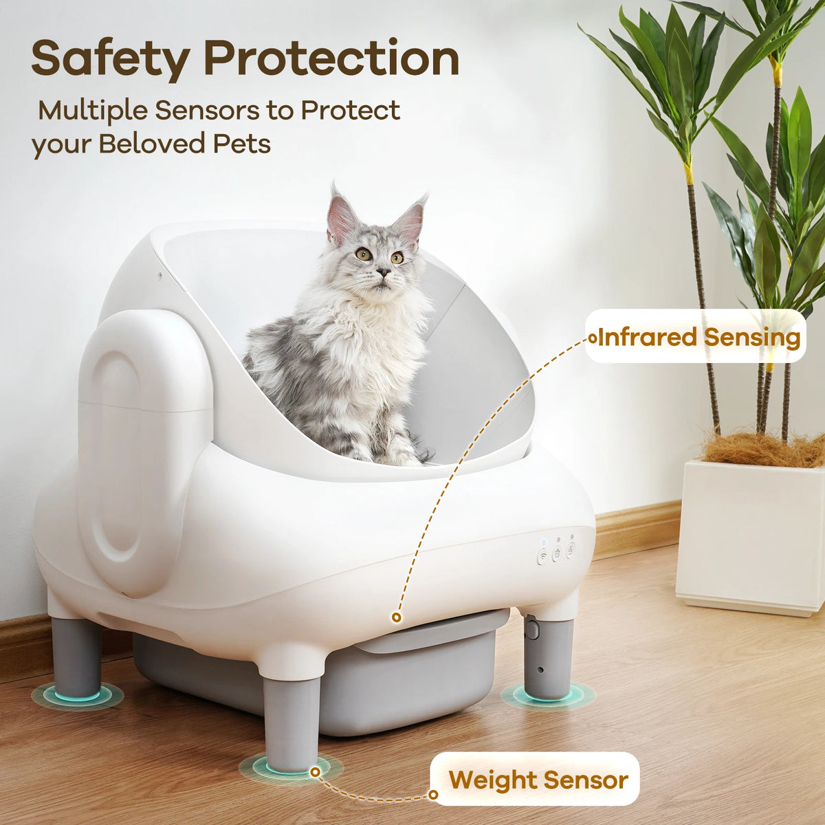 Smart Automatic Self Cleaning Cat Litter Box With App Control