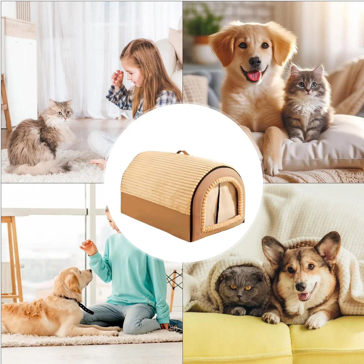 Enclosed Washable Cat Cave House Cozy Indoor Retreat