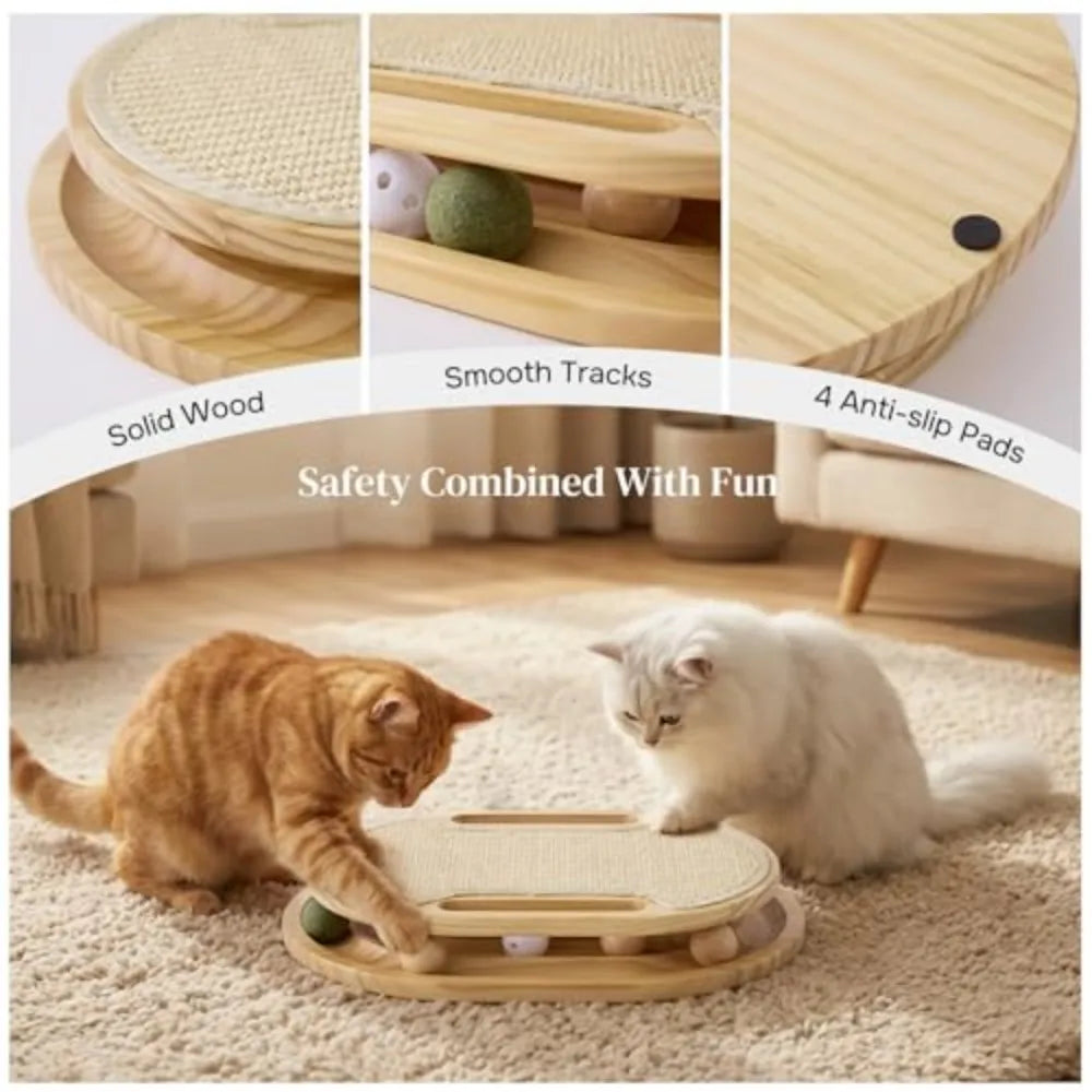 Natural Sisal Cat Scratcher Pad With Rolling Ball Track
