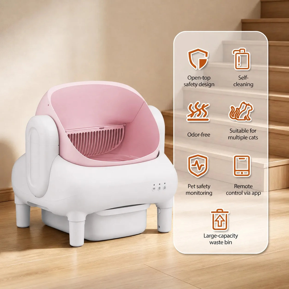 Automatic Smart Self Cleaning Cat Litter Box Wifi Remote Control