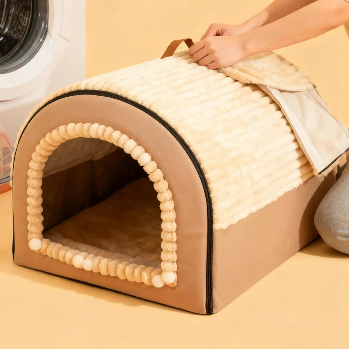 Enclosed Washable Cat Cave House Cozy Indoor Retreat