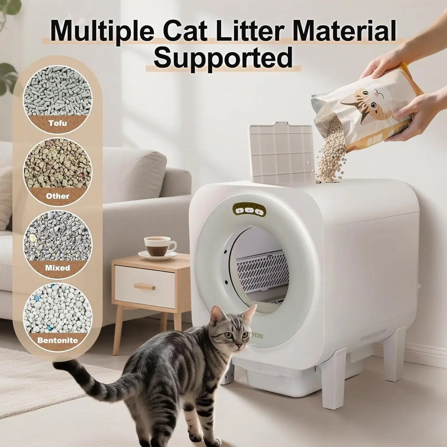 Self Cleaning Litter Box, 68L Large Capacity Automatic Cat Litter Box Self Cleaning for Multiple Cats, Automatic, Customized