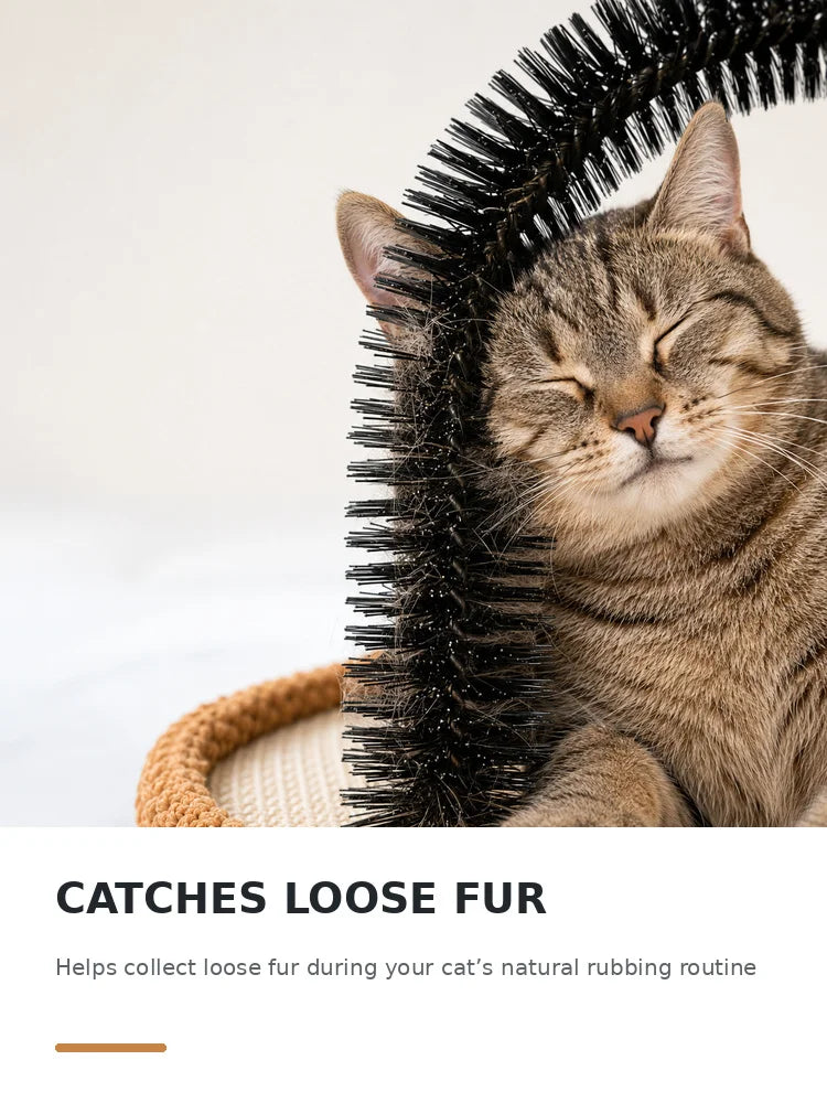 Cat Self Groomer Arch With Sisal Scratcher And Hanging Ball