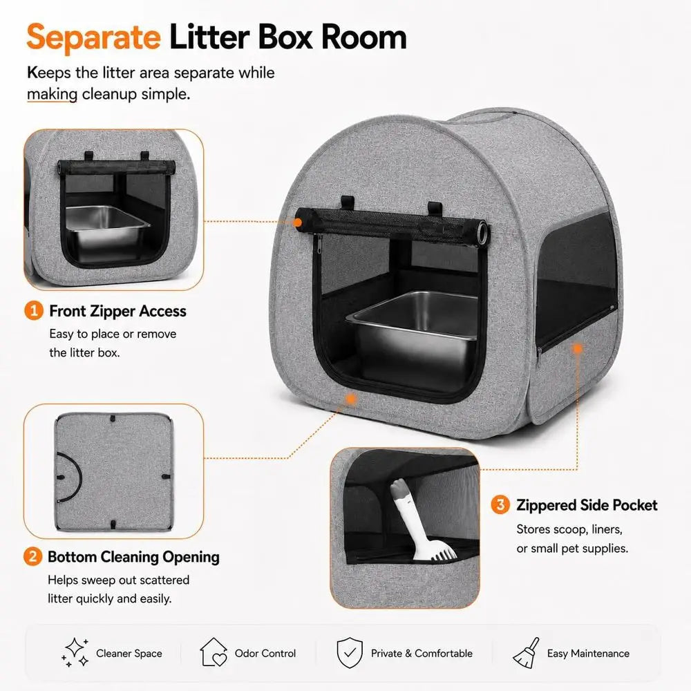 Gray Cat Playpen for Indoor and Outdoor Use: Ideal for Delivery Rooms, Enclosures, Postoperative Recovery, and House Design