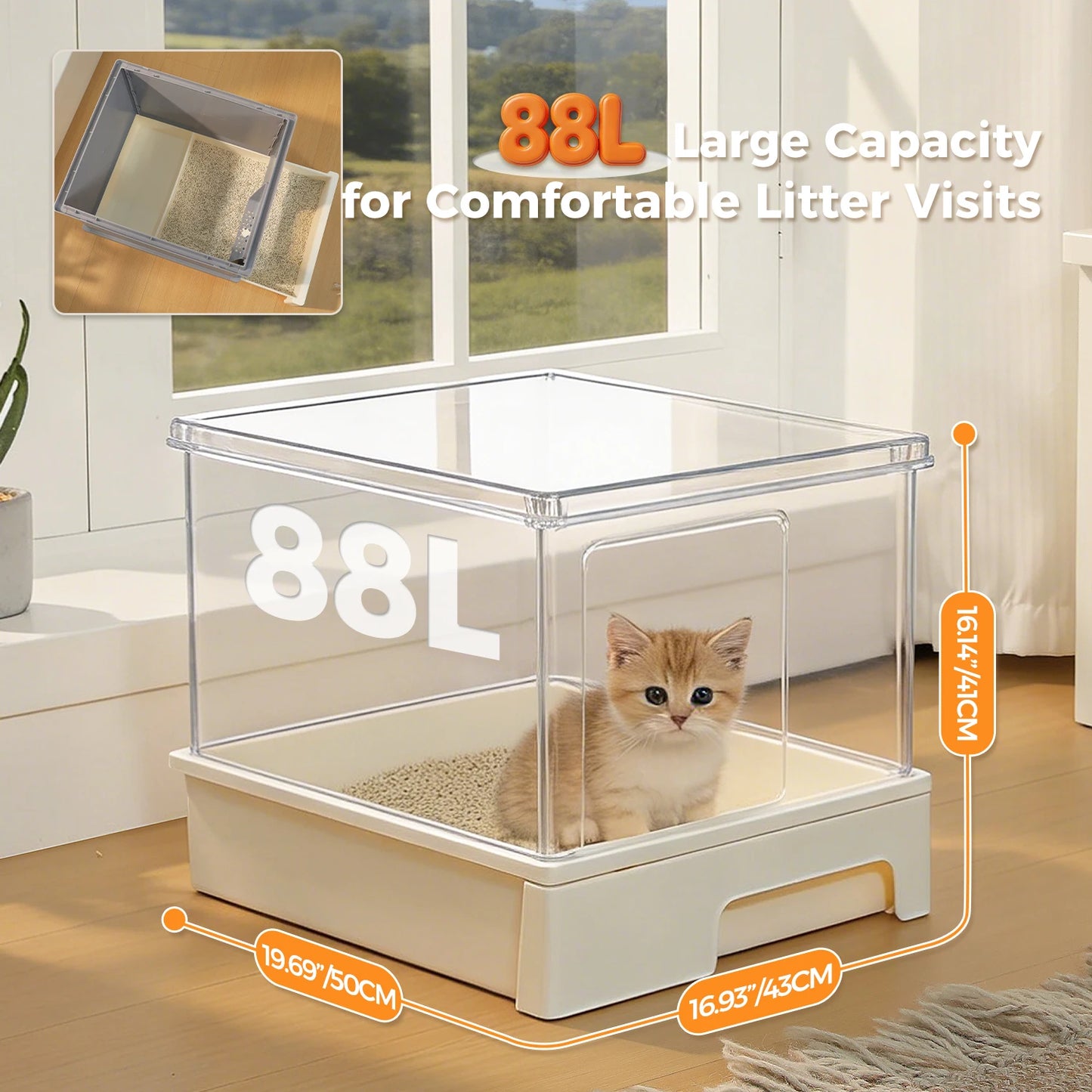 Enclosed Cat Litter Box With Scoop Large Indoor Cat Toilet