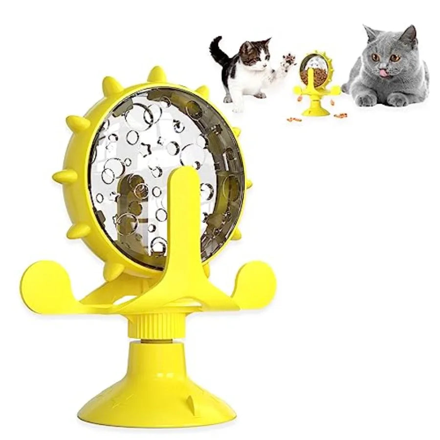 Cat Dog Treat Dispenser Toy - Cat Interactive Feeder 360° Degree Rotating, Food Leakage Device Rotate, Interactive Cat Food Tre