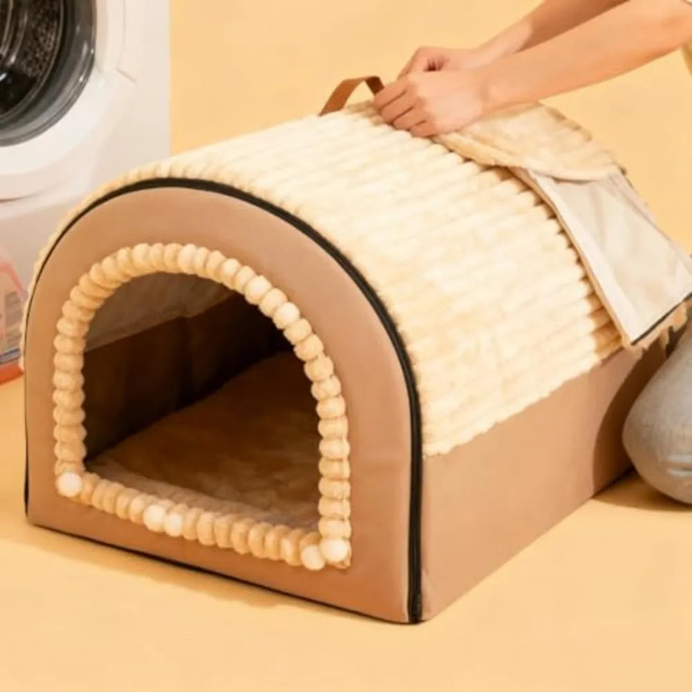 Enclosed Washable Cat Cave House Cozy Indoor Retreat