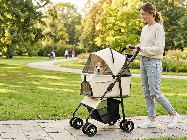 Cabusatly 2-In-1 Pet Stroller Foldable For Small Dogs And Cats