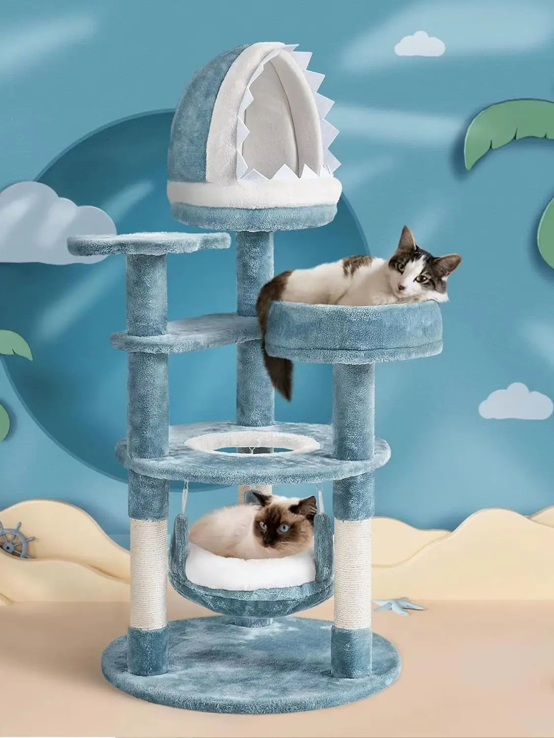 Marine Coastal Design Multi Tier Cat Tower With Bed