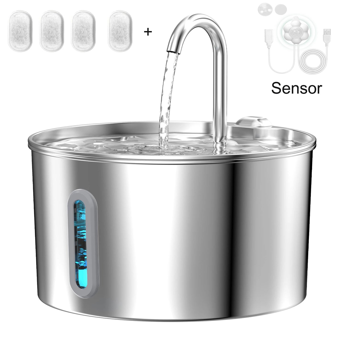 2.2L Cat Drinking Fountain Automatic Stainless Steel Pet Dogs Water Dispenser Ultra-quiet Pump Water Foutain For Multiple Pets