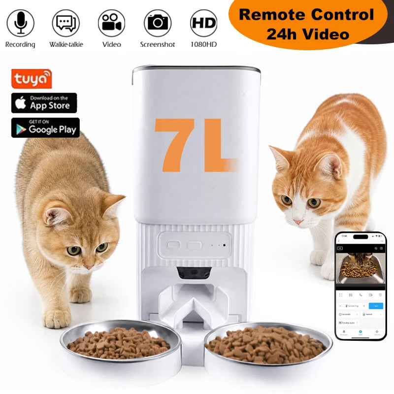 Nityers Smart Pet Feeder Dual Bowl Camera Timer Control