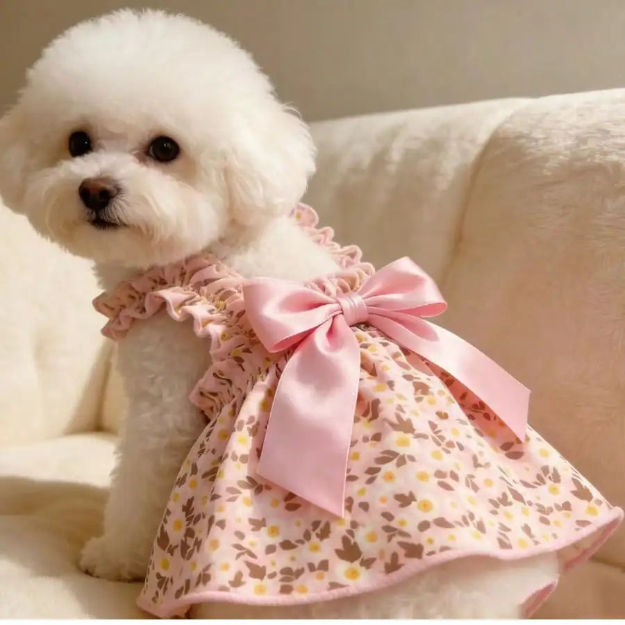 1pc Romantic Ditsy Floral Sleeveless Dress For Small Dogs & Cats, Breathable Lightweight Elegant Princess Style, Suitable For Spring & Summer