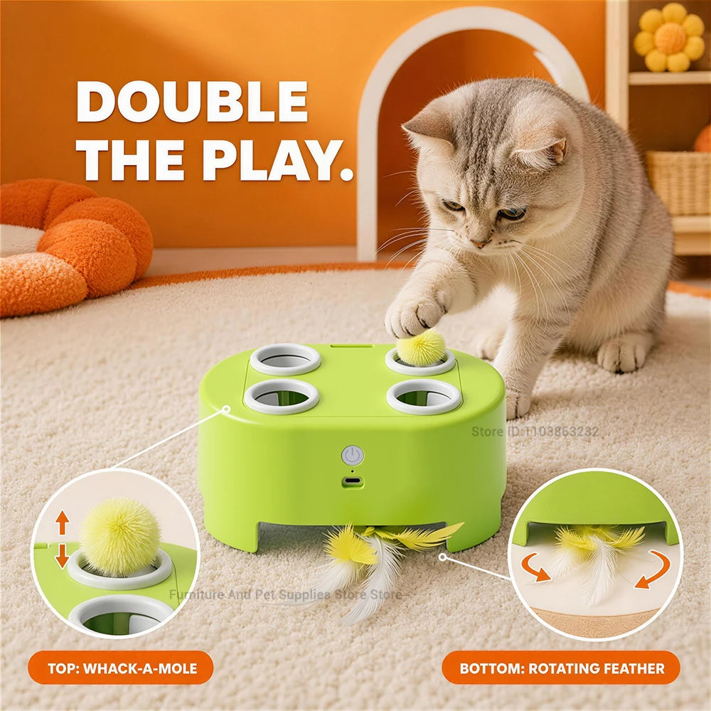 Smart Cat Toy: Self-Entertaining Interactive Cat Wand with Artificial Feathers – Electric Toy Suitable for Small and Large Cats