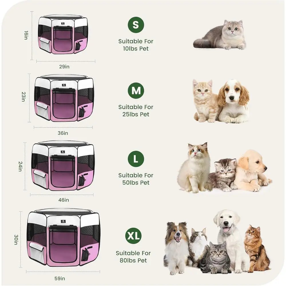 Portable Pet Playpen for Dogs, Puppies, Cats, Rabbits, Chicks - Foldable Exercise Pen, Suitable for Indoor and Outdoor Use, Trav